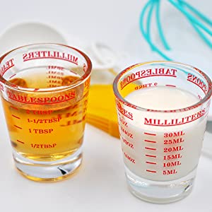 Shot Glass 2 Pieces 30ml Scaled Measuring Cups for Liquid