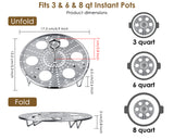 Egg Steamer Rack 304 Stainless Steel Foldable Steamer Trays with Removable Handle for Pressure Cooker, Boiling Pot, Wok