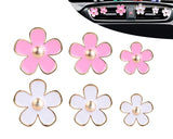 Flower Car Vent Clip Set of 6 - 4 Pieces Cute Car Essential Oil Diffuser Vent Clip and 2 Small Flower Decorative Vent Clips Pink Car Accessories