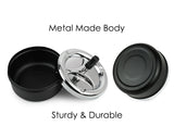 Round Push Down Spinning Metal Ashtray - Black