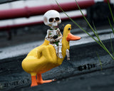 Fishing Skeleton Statue 4.5 Inch Mini Skull Figurines Halloween Gothic Decor Resin Cute Skull Fisher Sculpture