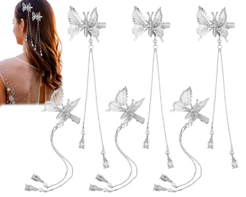 Small Butterfly Hair Clips Moving Wings 6 Pieces Metal Butterfly Clips with Tassel