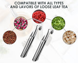 Tea Infuser Set of 6 Pieces (Includes 2 Stainless Steel Hanging Hook Tea Strainers, 2 Brushes, 1 Tea Scoop, and 1 Clip)