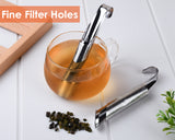 Tea Infuser Set of 6 Pieces (Includes 2 Stainless Steel Hanging Hook Tea Strainers, 2 Brushes, 1 Tea Scoop, and 1 Clip)