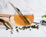 Tea Infuser Set of 6 Pieces (Includes 2 Stainless Steel Hanging Hook Tea Strainers, 2 Brushes, 1 Tea Scoop, and 1 Clip)