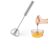 Semi Automatic Whisk 304 Stainless Steel Hand Push Spinning Whisk 12 Inch Egg Beater for Blending Eggs, Frothing Milk, Whipping Cream, etc.