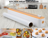 Refillable Plastic Wrap Dispenser with Slide Cutter Reusable Foil and Cling Film Dispenser for Kitchen Drawer, Cupboards and Refrigerator