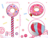 Inflatable Candy 33 Inch Inflatable Donut Lollipops Set of 4 Candy Themed Birthday Decorations Pool Party Prop