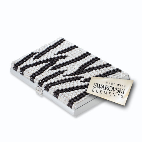 Zebra Wave Bling Swarovski Crystal Business Card Case