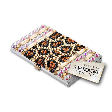 Leopard Stripe Bling Swarovski Crystal Business Card Case