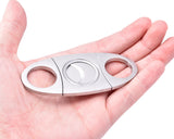 Double Guillotine Stainless Steel Cigar Cutter - Silver