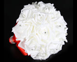 Silk Rose Wedding Bouquets with Crystal Decoration - Red