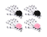 2 Pairs Gothic Skeleton Hands Bone Hair Clips - Rose