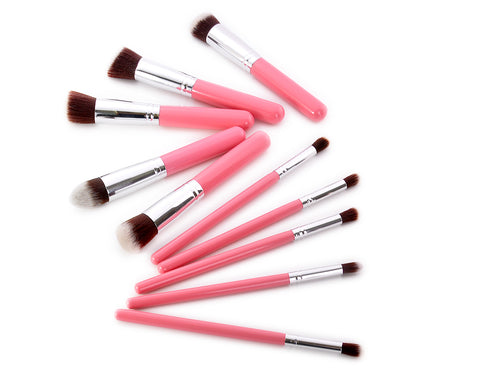 10 Pcs Professional Makeup Brush Set - Pink