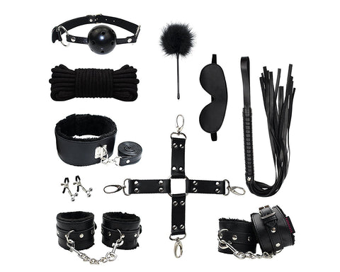 Adult SM Bondage Set with Sex Whip Set of 10