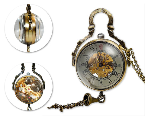 Retro Pendant Women's Mechanical Pocket Watch Necklace