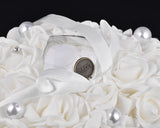 Wedding Ring Pillow for Ceremony Ring Bearer Cushion - White