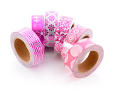 6 Pcs 1.5 cm Shinning Pattern Washi Masking Tape - Magenta