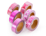 6 Pcs 1.5 cm Shinning Pattern Washi Masking Tape - Magenta