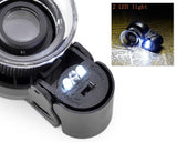 45X Mini Jewelry Loupe Magnifier with UV Lens and LED Light - Black