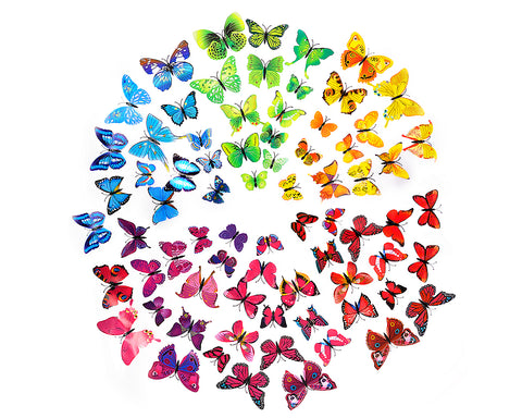 72 Pieces Colorful 3D Butterfly Wall Stickers