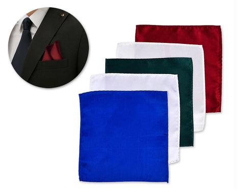 5 Pcs Handmade Satin Pocket Squares with Black Gift Box