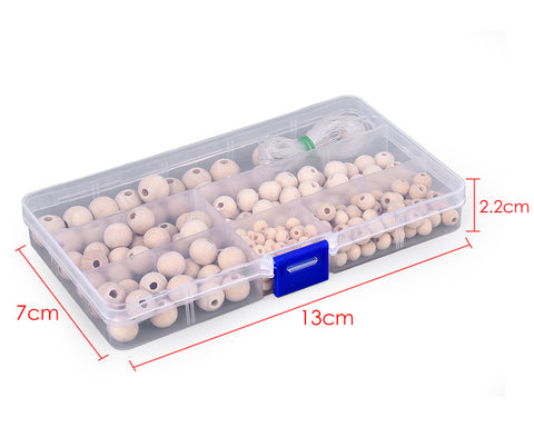 220 Pieces Wooden Beads with Storage Box for Jewelry Making