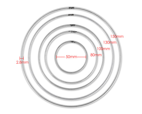 Set of 10 Metal Hoops for Dream Catcher and Craft - Silver