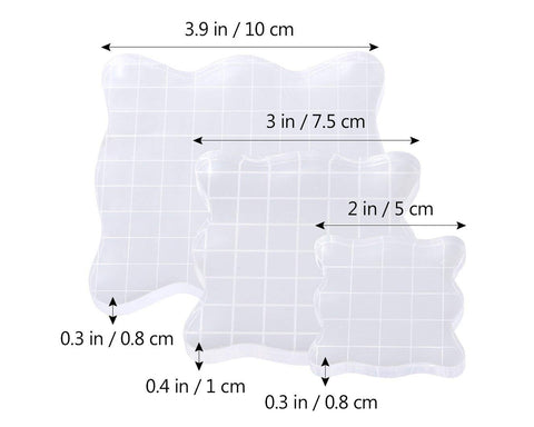 Acrylic Stamp Block with Grid Lines Set of 3