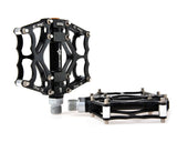 2 Pcs Lightweight Aluminum Bike Bearing Pedals Spider Pattern - Black