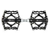 2 Pcs Lightweight Aluminum Bike Bearing Pedals Spider Pattern - Black