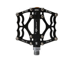 2 Pcs Lightweight Aluminum Bike Bearing Pedals Spider Pattern - Black