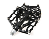 2 Pcs Lightweight Aluminum Bike Bearing Pedals Spider Pattern - Black