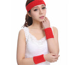 3 Pieces Elastic Sport Headband Wristband Set - Red