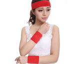 3 Pieces Elastic Sport Headband Wristband Set - Red