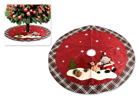 120cm Christmas Tree Skirt with Snowman Pattern - Green and Red