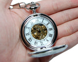 Retro Dial Hand Wind Mechanical Pocket Watch with Chain