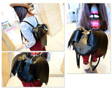 Gothic Bat Wings Heart-shaped Lace Backpack - Black