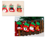 3 Pieces Christmas Stockings with Santa Claus Pattern - Red and Green