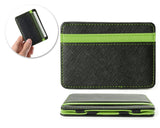 Single Line PU Leather Wallet with 4 Card Slots - Green