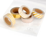 6 Pcs 1.5 cm Shinning Pattern Washi Masking Tape - Gold