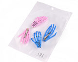 2 Pairs Gothic Skeleton Hands Bone Hair Clips - Blue and Pink