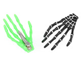 2 Pairs Gothic Skeleton Hands Bone Hair Clips - Yellow and Green