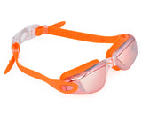 Swimming Goggles with Anti-fog Mirror Lens and Case - Orange