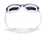 Swimming Goggles with Anti-fog Mirror Lens and Case - White