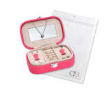 Fashion Jewelry Box Organizer with Mirror - Hot Pink