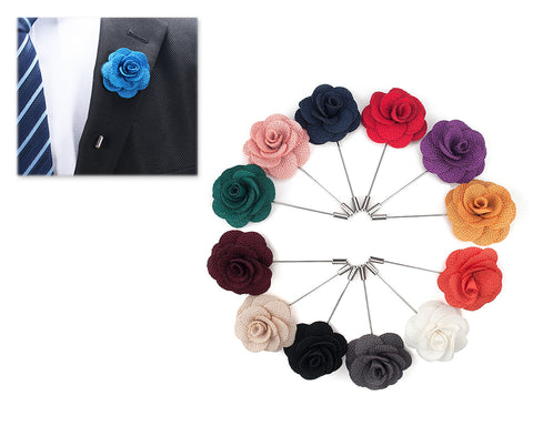 12 Pieces Lapel Pin Flower Men's Boutonniere for Suit - Flowers Series