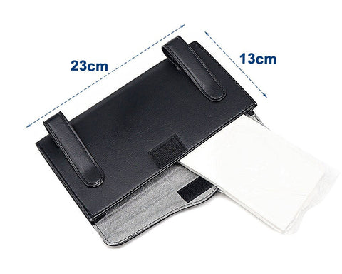 Car Tissue Holder Leather Sun Visor Tissue Box - Black