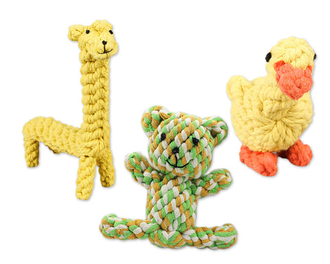 3 Pcs Durable Dog Chew Toys Pet Dog Toy Set - Giraffe, Bear and Duck