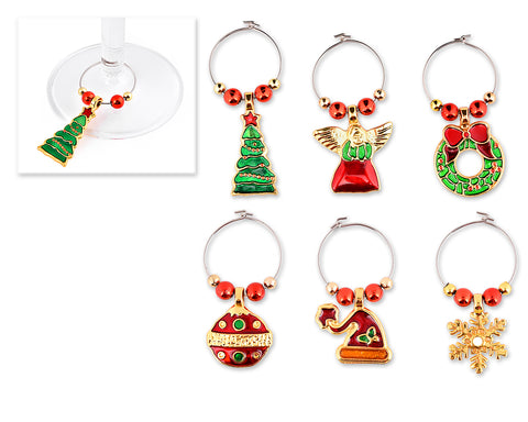 6 Pieces Christmas Wine Glass Charms